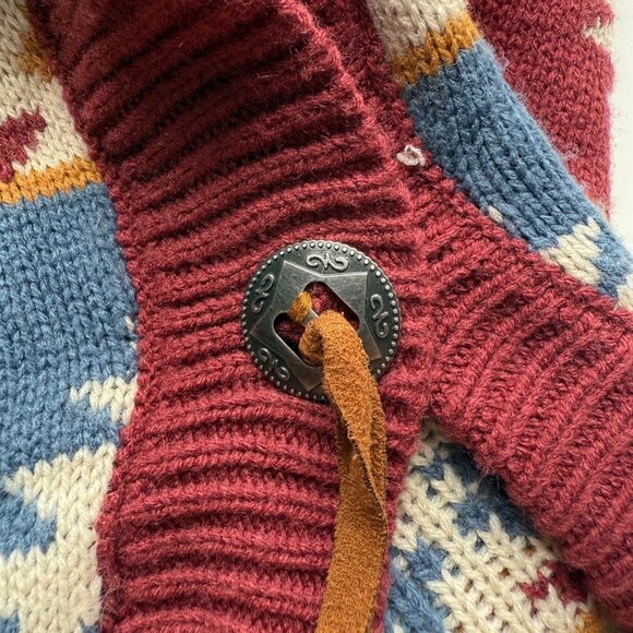 Cotton & Rye Womens Geometric Southwestern Knit Sweater Rust/Blue/White Large - Picture 7 of 9